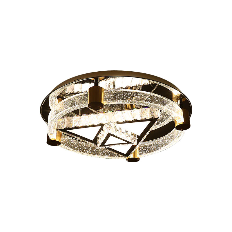 Triangle Ceiling Flush Mount Contemporary Clear Crystal LED Black Flush Light Fixture Clearhalo 'Ceiling Lights' 'Close To Ceiling Lights' 'Close to ceiling' 'Semi-flushmount' Lighting' 1711843