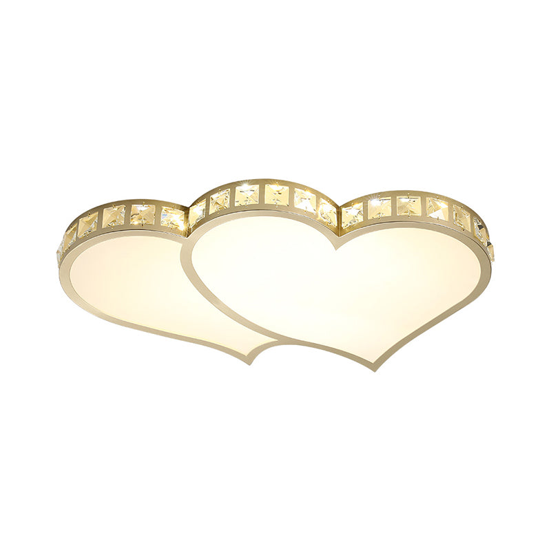 Gold LED Loving Heart Ceiling Flush Contemporary Crystal Block Flush Mount Lighting Fixture Clearhalo 'Ceiling Lights' 'Close To Ceiling Lights' 'Close to ceiling' 'Flush mount' Lighting' 1711858