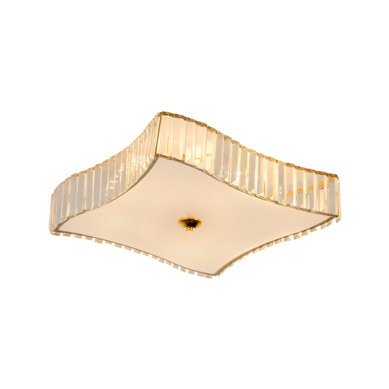 Simplicity 6 Lights Flush Mount Lamp White Rhombus Ceiling Fixture with Clear Crystal Shade Clearhalo 'Ceiling Lights' 'Close To Ceiling Lights' 'Close to ceiling' 'Flush mount' Lighting' 1711874