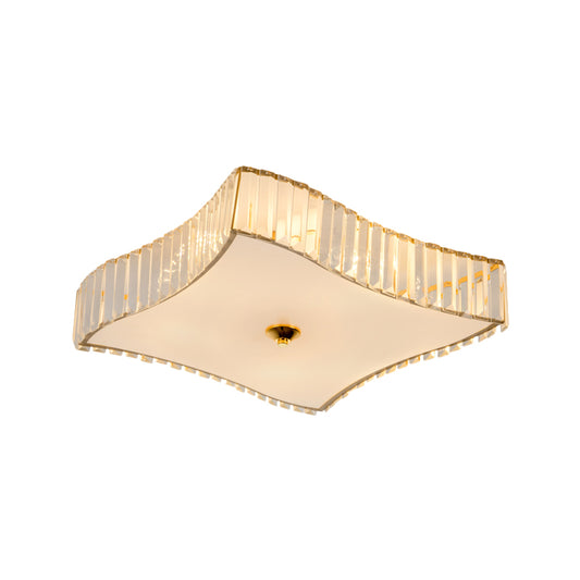 Simplicity 6 Lights Flush Mount Lamp White Rhombus Ceiling Fixture with Clear Crystal Shade Clearhalo 'Ceiling Lights' 'Close To Ceiling Lights' 'Close to ceiling' 'Flush mount' Lighting' 1711874