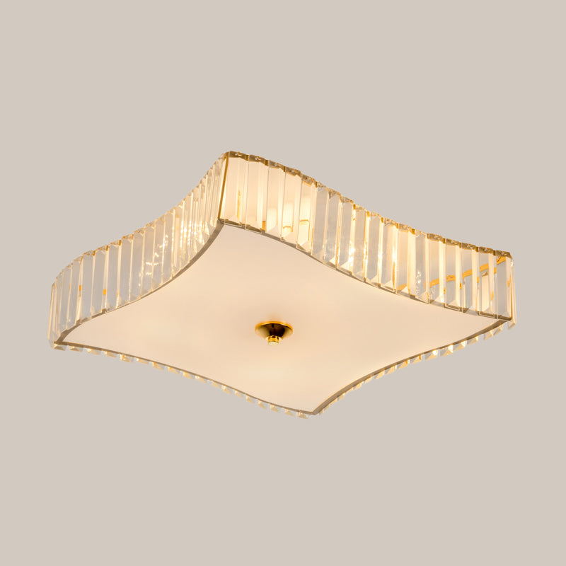 Simplicity 6 Lights Flush Mount Lamp White Rhombus Ceiling Fixture with Clear Crystal Shade Clearhalo 'Ceiling Lights' 'Close To Ceiling Lights' 'Close to ceiling' 'Flush mount' Lighting' 1711875
