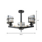 Half-Cylinder Ceiling Mounted Light Simplicity Crystal Prisms 3 Bulbs Parlor Semi Flush Chandelier in Black Clearhalo 'Ceiling Lights' 'Close To Ceiling Lights' 'Close to ceiling' 'Semi-flushmount' Lighting' 1711908