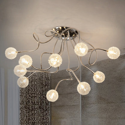 Metallic Globe Semi Flush Light Fixture Post Contemporary LED Chrome Flushmount Lighting Chrome Clearhalo 'Ceiling Lights' 'Close To Ceiling Lights' 'Close to ceiling' 'Semi-flushmount' Lighting' 1711969