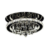 Simplicity Round LED Ceiling Fixture Hand-Cut Crystal Sitting Room Semi Mount Lighting in Chrome, Warm/White Light Clearhalo 'Ceiling Lights' 'Close To Ceiling Lights' 'Close to ceiling' 'Semi-flushmount' Lighting' 1712043