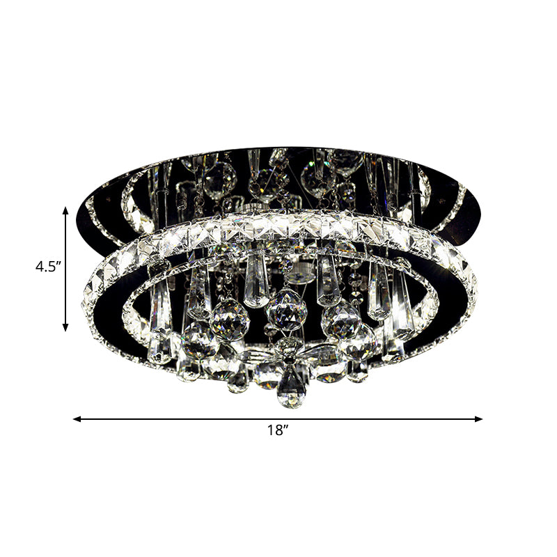 Simplicity Round LED Ceiling Fixture Hand-Cut Crystal Sitting Room Semi Mount Lighting in Chrome, Warm/White Light Clearhalo 'Ceiling Lights' 'Close To Ceiling Lights' 'Close to ceiling' 'Semi-flushmount' Lighting' 1712044