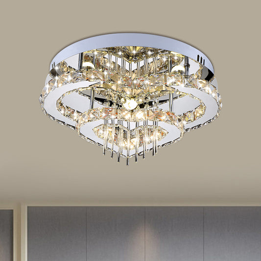 Crystal Block Loving Heart Semi Flush Contemporary LED Ceiling Mounted Fixture in Chrome, 3 Color Light Clearhalo 'Ceiling Lights' 'Close To Ceiling Lights' 'Close to ceiling' 'Semi-flushmount' Lighting' 1712046