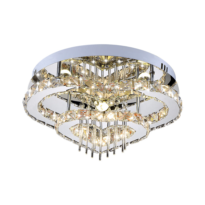 Crystal Block Loving Heart Semi Flush Contemporary LED Ceiling Mounted Fixture in Chrome, 3 Color Light Clearhalo 'Ceiling Lights' 'Close To Ceiling Lights' 'Close to ceiling' 'Semi-flushmount' Lighting' 1712047