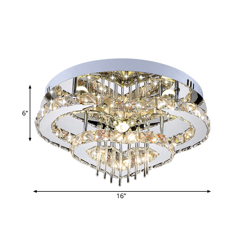 Crystal Block Loving Heart Semi Flush Contemporary LED Ceiling Mounted Fixture in Chrome, 3 Color Light Clearhalo 'Ceiling Lights' 'Close To Ceiling Lights' 'Close to ceiling' 'Semi-flushmount' Lighting' 1712048