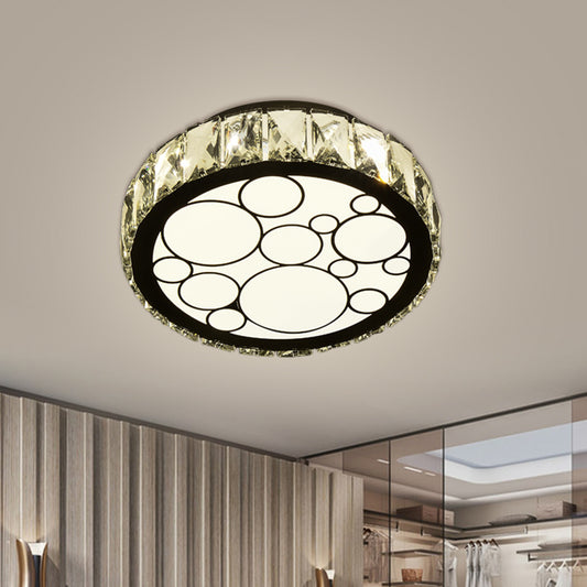 Modern Round Ceiling Light Fixture Hand-Cut Crystal LED Parlor Flush Mount with Bubble Pattern in Chrome, 10"/19" Wide Clearhalo 'Ceiling Lights' 'Close To Ceiling Lights' 'Close to ceiling' 'Flush mount' Lighting' 1712050