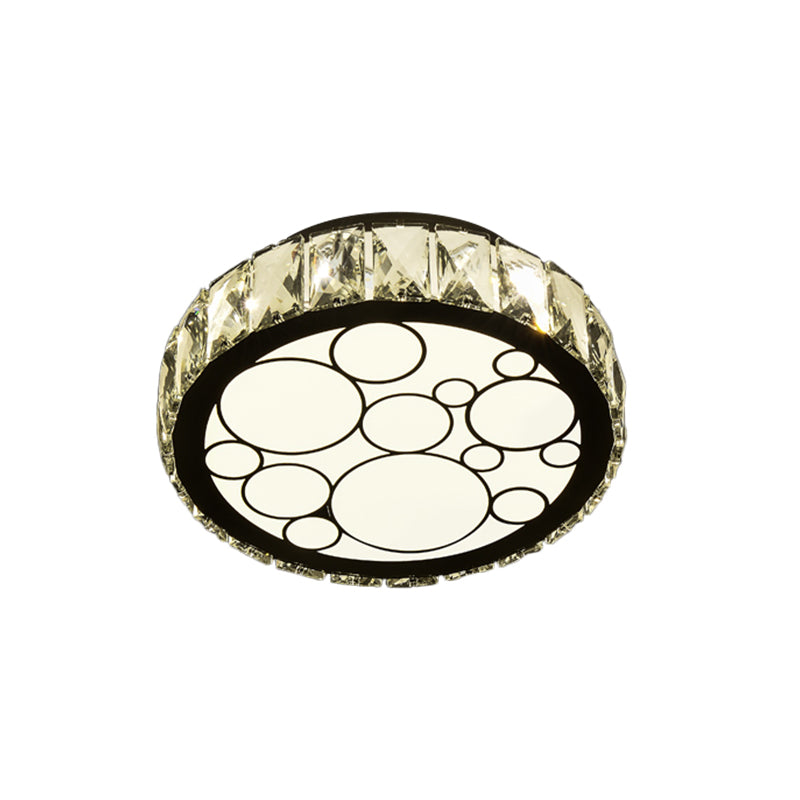 Modern Round Ceiling Light Fixture Hand-Cut Crystal LED Parlor Flush Mount with Bubble Pattern in Chrome, 10"/19" Wide Clearhalo 'Ceiling Lights' 'Close To Ceiling Lights' 'Close to ceiling' 'Flush mount' Lighting' 1712051