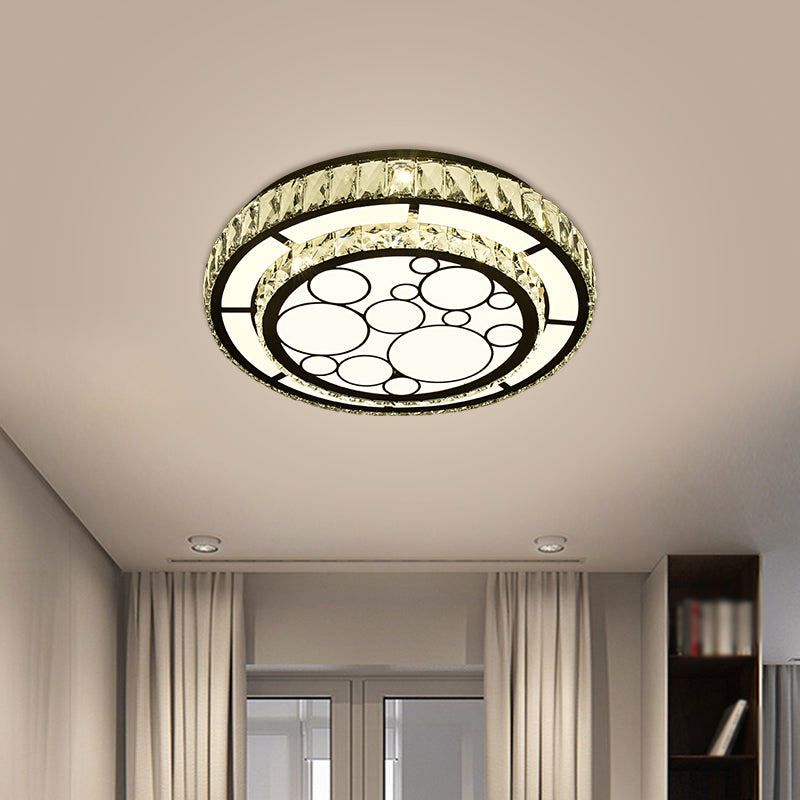 Modern Round Ceiling Light Fixture Hand-Cut Crystal LED Parlor Flush Mount with Bubble Pattern in Chrome, 10"/19" Wide Clearhalo 'Ceiling Lights' 'Close To Ceiling Lights' 'Close to ceiling' 'Flush mount' Lighting' 1712054