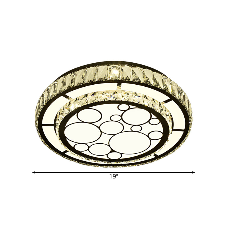 Modern Round Ceiling Light Fixture Hand-Cut Crystal LED Parlor Flush Mount with Bubble Pattern in Chrome, 10"/19" Wide Clearhalo 'Ceiling Lights' 'Close To Ceiling Lights' 'Close to ceiling' 'Flush mount' Lighting' 1712057