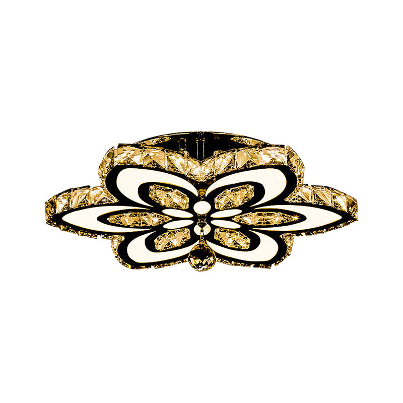 Blossom Crystal Block Semi Flush Light Simplicity LED Chrome Ceiling Mounted Fixture, Large/Small Clearhalo 'Ceiling Lights' 'Close To Ceiling Lights' 'Close to ceiling' 'Semi-flushmount' Lighting' 1712060