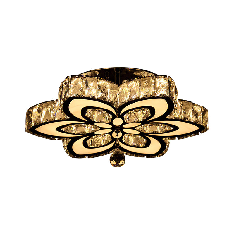 Blossom Crystal Block Semi Flush Light Simplicity LED Chrome Ceiling Mounted Fixture, Large/Small Clearhalo 'Ceiling Lights' 'Close To Ceiling Lights' 'Close to ceiling' 'Semi-flushmount' Lighting' 1712065