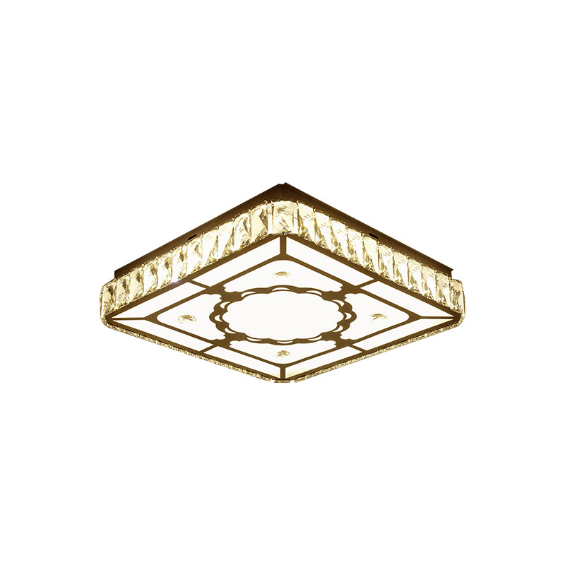 Square Ceiling Light Modern Cut Crystal LED Chrome Flush Mount Fixture with Round/Loving Heart Pattern Clearhalo 'Ceiling Lights' 'Close To Ceiling Lights' 'Close to ceiling' 'Flush mount' Lighting' 1712092