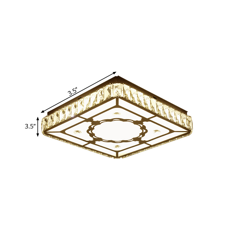 Square Ceiling Light Modern Cut Crystal LED Chrome Flush Mount Fixture with Round/Loving Heart Pattern Clearhalo 'Ceiling Lights' 'Close To Ceiling Lights' 'Close to ceiling' 'Flush mount' Lighting' 1712093