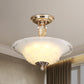 Gold LED Bowl Semi Flush Mount Light Simple White/Yellow Crystal Ceiling Lighting for Hallway White Clearhalo 'Ceiling Lights' 'Close To Ceiling Lights' 'Close to ceiling' 'Semi-flushmount' Lighting' 1712141