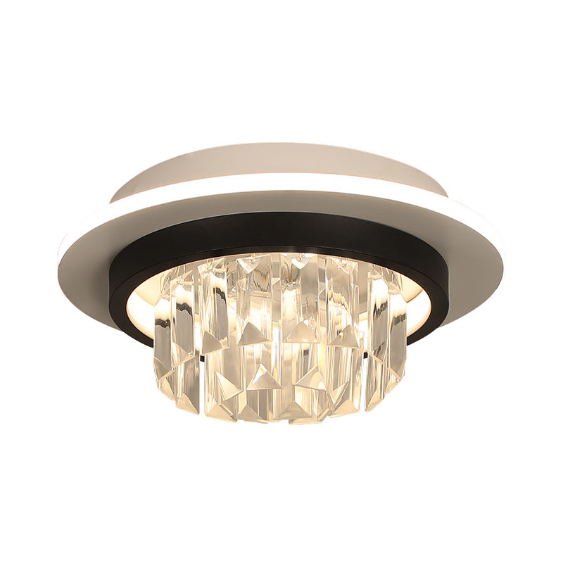 Modern Round/Square Ceiling Light Crystal Rectangle LED Corridor Flush Mount Lamp Fixture in Black Clearhalo 'Ceiling Lights' 'Close To Ceiling Lights' 'Close to ceiling' 'Flush mount' Lighting' 1712155