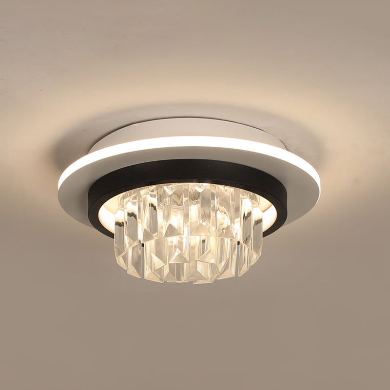 Modern Round/Square Ceiling Light Crystal Rectangle LED Corridor Flush Mount Lamp Fixture in Black Clearhalo 'Ceiling Lights' 'Close To Ceiling Lights' 'Close to ceiling' 'Flush mount' Lighting' 1712156