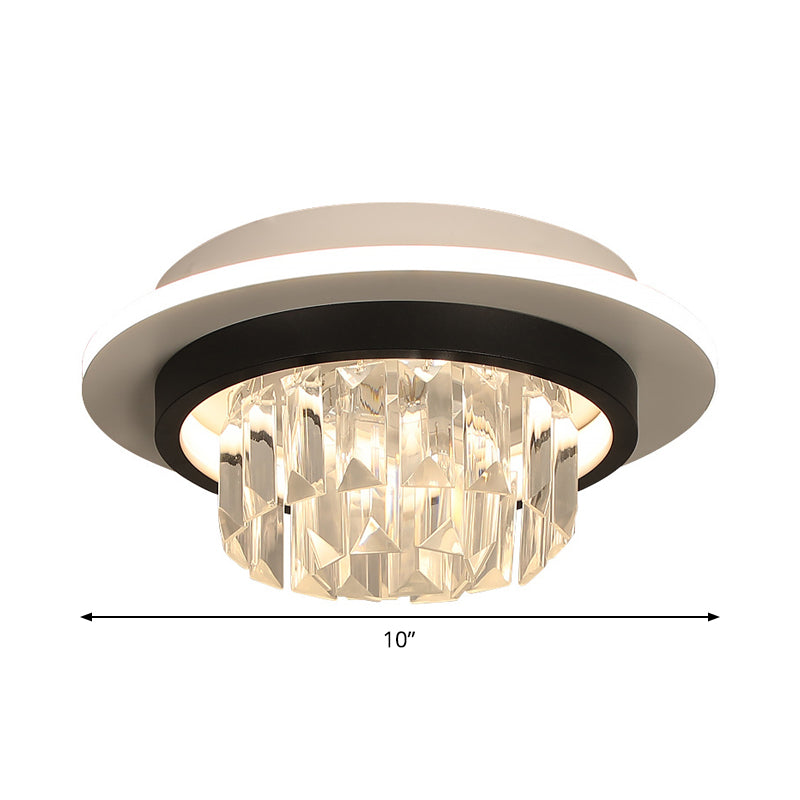 Modern Round/Square Ceiling Light Crystal Rectangle LED Corridor Flush Mount Lamp Fixture in Black Clearhalo 'Ceiling Lights' 'Close To Ceiling Lights' 'Close to ceiling' 'Flush mount' Lighting' 1712157