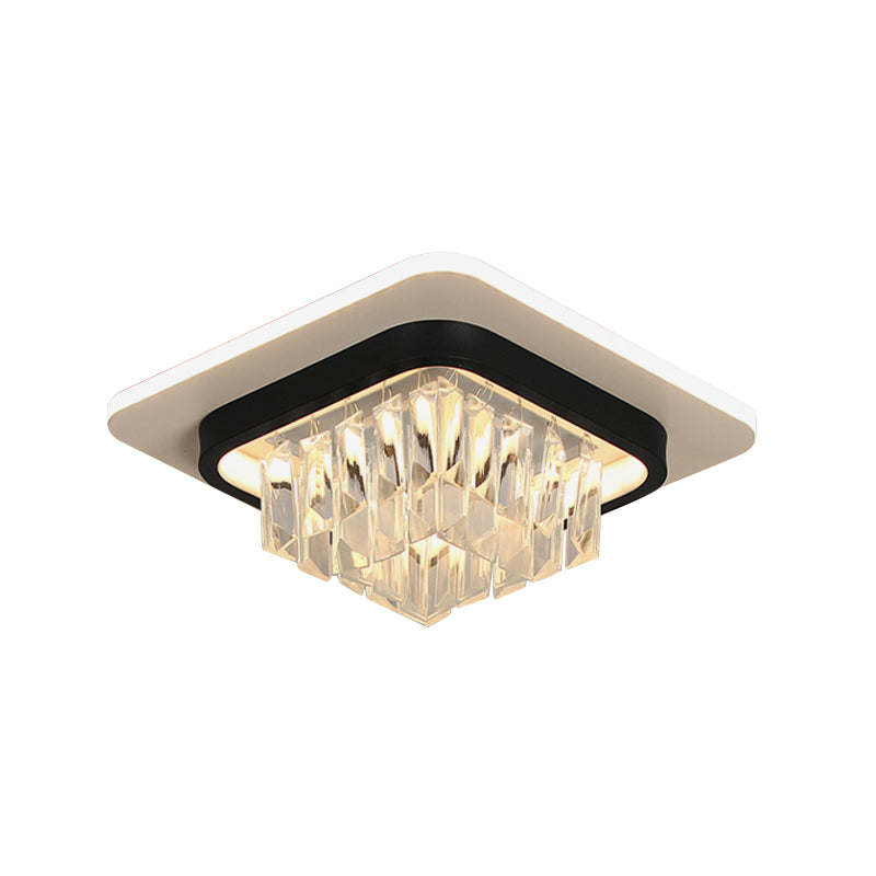 Modern Round/Square Ceiling Light Crystal Rectangle LED Corridor Flush Mount Lamp Fixture in Black Clearhalo 'Ceiling Lights' 'Close To Ceiling Lights' 'Close to ceiling' 'Flush mount' Lighting' 1712160