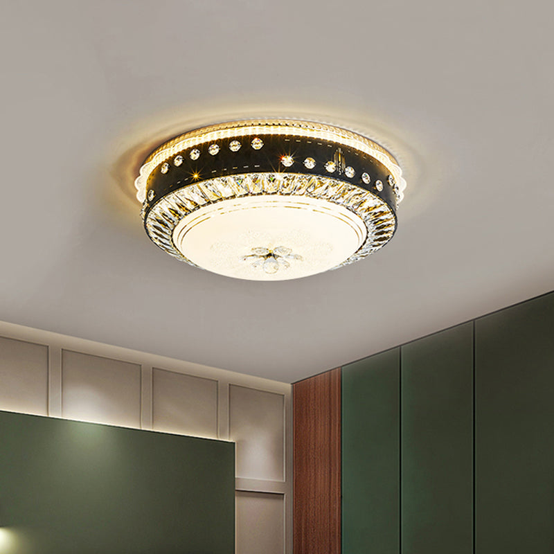 Hand-Cut Crystal Round Flush Lamp Contemporary LED Ceiling Mounted Light in Black Clearhalo 'Ceiling Lights' 'Close To Ceiling Lights' 'Close to ceiling' 'Flush mount' Lighting' 1712168