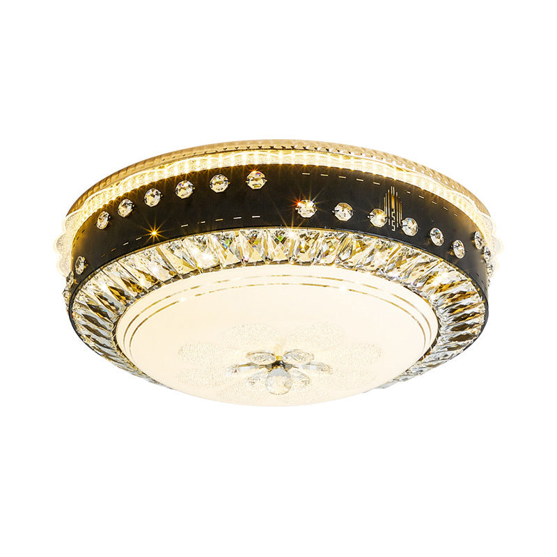 Hand-Cut Crystal Round Flush Lamp Contemporary LED Ceiling Mounted Light in Black Clearhalo 'Ceiling Lights' 'Close To Ceiling Lights' 'Close to ceiling' 'Flush mount' Lighting' 1712169