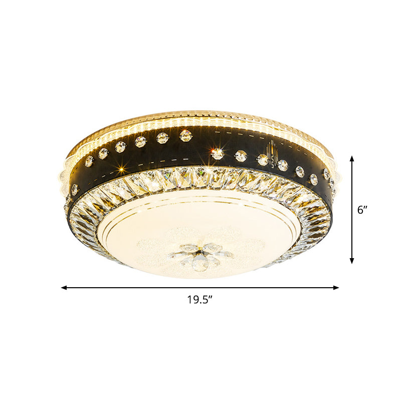 Hand-Cut Crystal Round Flush Lamp Contemporary LED Ceiling Mounted Light in Black Clearhalo 'Ceiling Lights' 'Close To Ceiling Lights' 'Close to ceiling' 'Flush mount' Lighting' 1712171