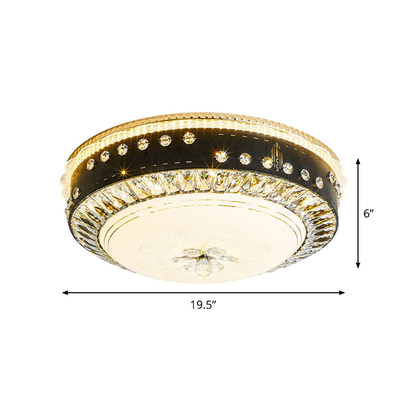 Hand-Cut Crystal Round Flush Lamp Contemporary LED Ceiling Mounted Light in Black Clearhalo 'Ceiling Lights' 'Close To Ceiling Lights' 'Close to ceiling' 'Flush mount' Lighting' 1712171
