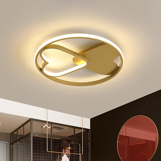 Loving Heart Acrylic Flush Mount Scandinavian LED Gold Ceiling Lighting in Warm/White Light Gold Clearhalo 'Ceiling Lights' 'Close To Ceiling Lights' 'Close to ceiling' 'Flush mount' Lighting' 1712224