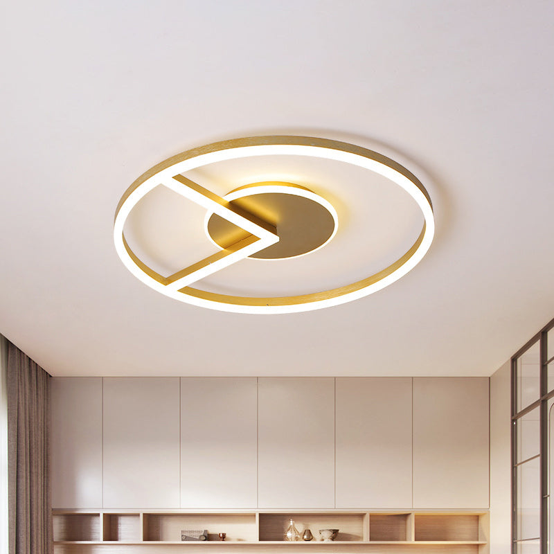 Minimalist Circle Ceiling Mounted Fixture Metal 16"/19.5" W LED Bedroom Flush Lighting in Gold, White/Warm Light Gold Clearhalo 'Ceiling Lights' 'Close To Ceiling Lights' 'Close to ceiling' Lighting' 1712428
