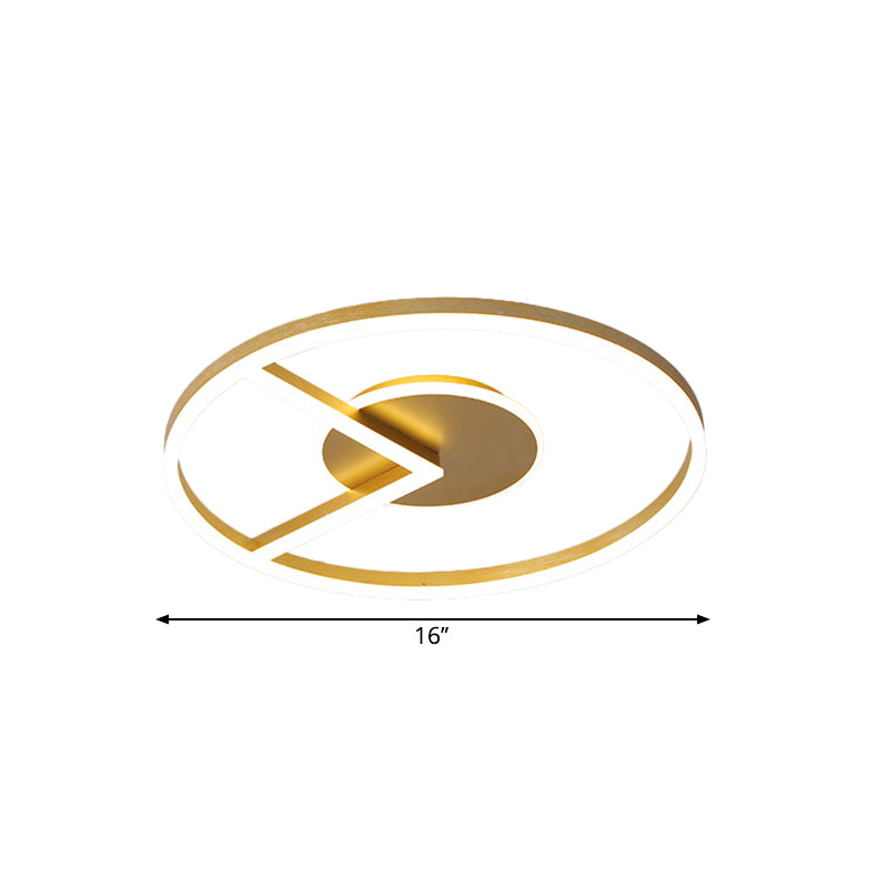 Minimalist Circle Ceiling Mounted Fixture Metal 16"/19.5" W LED Bedroom Flush Lighting in Gold, White/Warm Light Clearhalo 'Ceiling Lights' 'Close To Ceiling Lights' 'Close to ceiling' Lighting' 1712431