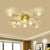Sputnik Semi Flush Light Rustic Clear Glass 8/12-Head Bedroom Ceiling Flush Mount with Crystal Deco in Black/Gold 8 Gold Clearhalo 'Ceiling Lights' 'Close To Ceiling Lights' 'Close to ceiling' 'Glass shade' 'Glass' 'Pendant Lights' 'Semi-flushmount' Lighting' 1712514