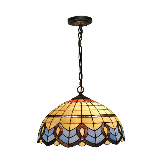 Baroque Dome Hanging Lamp Stained Glass 1 Light Indoor Pendant Light for Foyer Clearhalo 'Ceiling Lights' 'Industrial' 'Middle Century Pendants' 'Pendant Lights' 'Pendants' 'Tiffany close to ceiling' 'Tiffany Pendants' 'Tiffany' Lighting' 171256
