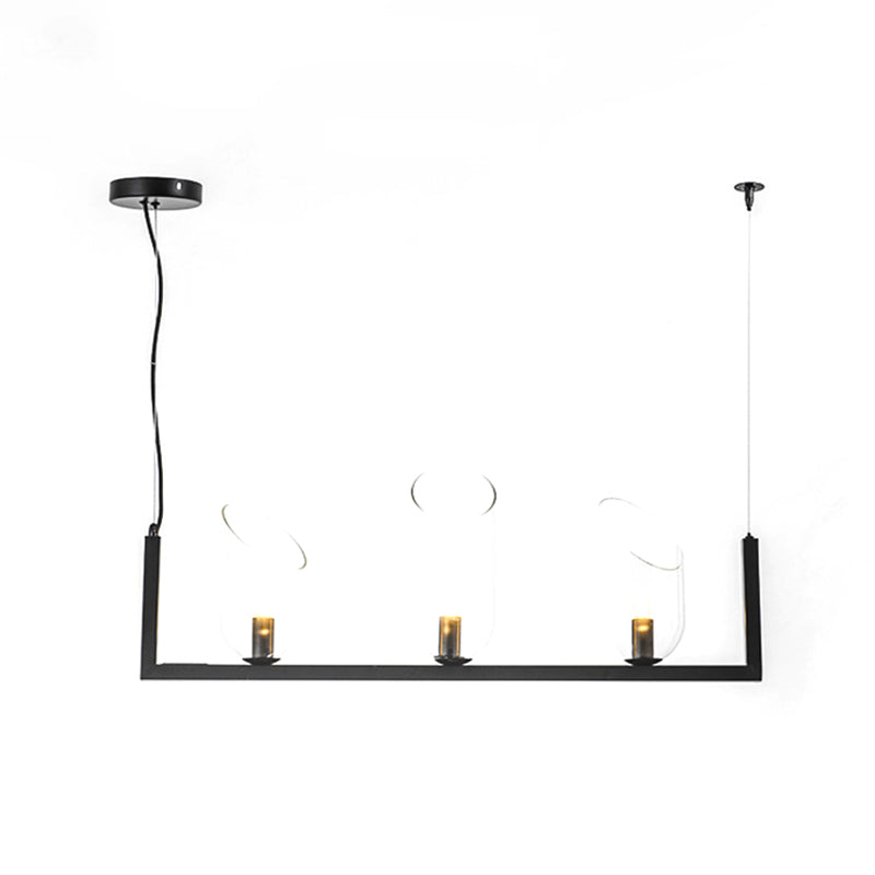 Metallic Linear Chandelier Lamp Post Modern LED Pendant Light in Black with Oblique Clear Shade, Warm/White Light Clearhalo 'Ceiling Lights' 'Island Lights' Lighting' 1712724