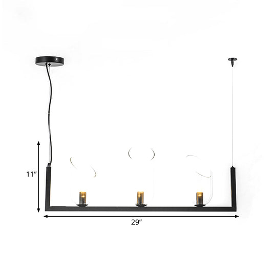 Metallic Linear Chandelier Lamp Post Modern LED Pendant Light in Black with Oblique Clear Shade, Warm/White Light Clearhalo 'Ceiling Lights' 'Island Lights' Lighting' 1712726