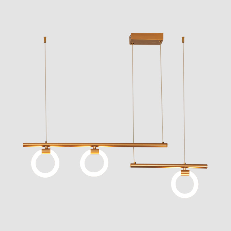 Round and Linear Chandelier Lamp Modernism Metal 33.5"/39"/47" Wide LED Gold Hanging Light Kit, Warm/White Light Clearhalo 'Ceiling Lights' 'Island Lights' Lighting' 1712733