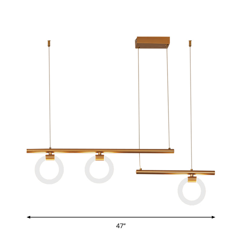 Round and Linear Chandelier Lamp Modernism Metal 33.5"/39"/47" Wide LED Gold Hanging Light Kit, Warm/White Light Clearhalo 'Ceiling Lights' 'Island Lights' Lighting' 1712736