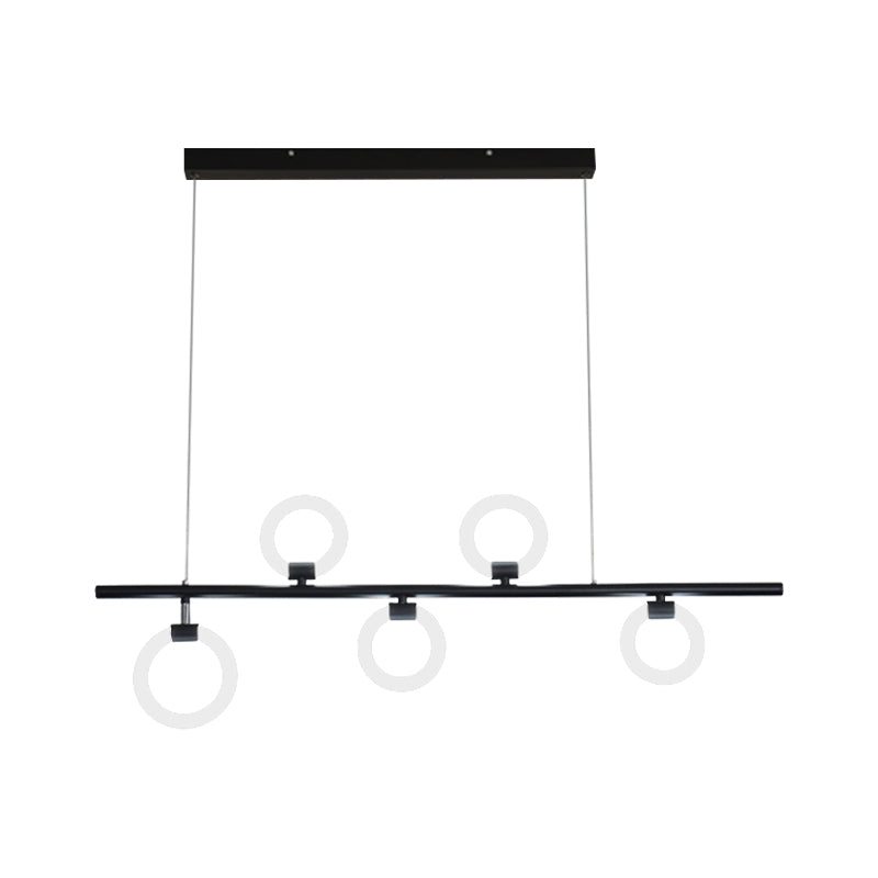 Linear Metallic Chandelier Light Fixture Nordic LED Black Hanging Lighting with Rings in Warm/White Light, 31.5"/39"/47" W Clearhalo 'Ceiling Lights' 'Island Lights' Lighting' 1712739