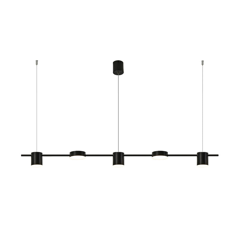 Linear Metallic Chandelier Light Modern 3/5 Heads Black/Gold Hanging Lamp with Rotatable Shade, Warm/White Light Clearhalo 'Ceiling Lights' 'Island Lights' Lighting' 1712751