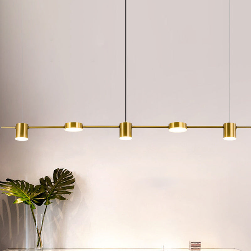 Linear Metallic Chandelier Light Modern 3/5 Heads Black/Gold Hanging Lamp with Rotatable Shade, Warm/White Light Clearhalo 'Ceiling Lights' 'Island Lights' Lighting' 1712754
