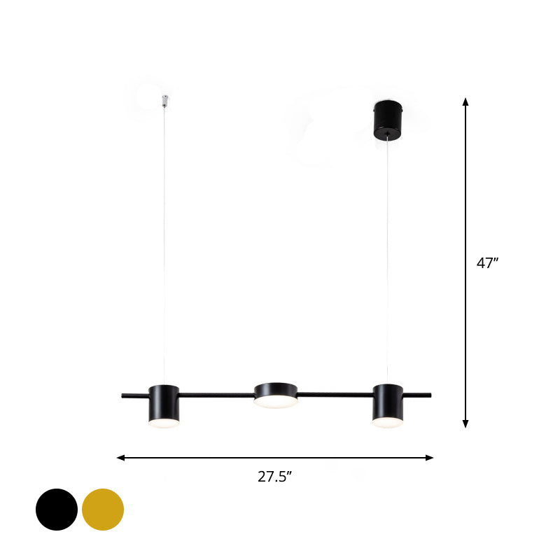 Linear Metallic Chandelier Light Modern 3/5 Heads Black/Gold Hanging Lamp with Rotatable Shade, Warm/White Light Clearhalo 'Ceiling Lights' 'Island Lights' Lighting' 1712761