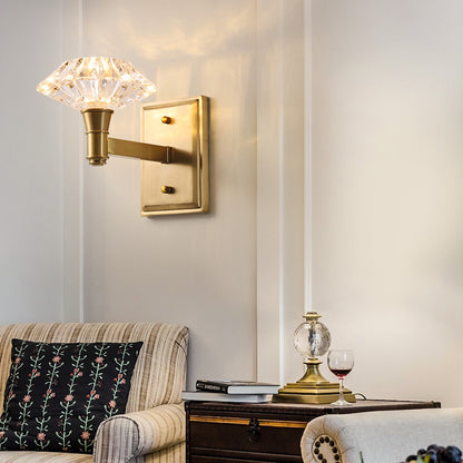 Mussel Wall Mounted Lighting Simplicity Clear Crystal 1/2-Light Doorway Wall Lamp with Clean-Lined Arm in Brass 1.0 Brass Clearhalo 'Modern wall lights' 'Modern' 'Wall Lamps & Sconces' 'Wall Lights' Lighting' 1712848