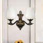Milky Glass Cup-Like Wall Lamp Traditional 1/2-Light Bedside Wall Lighting Fixture in Black and Gold Clearhalo 'Wall Lamps & Sconces' 'Wall Lights' Lighting' 1712909