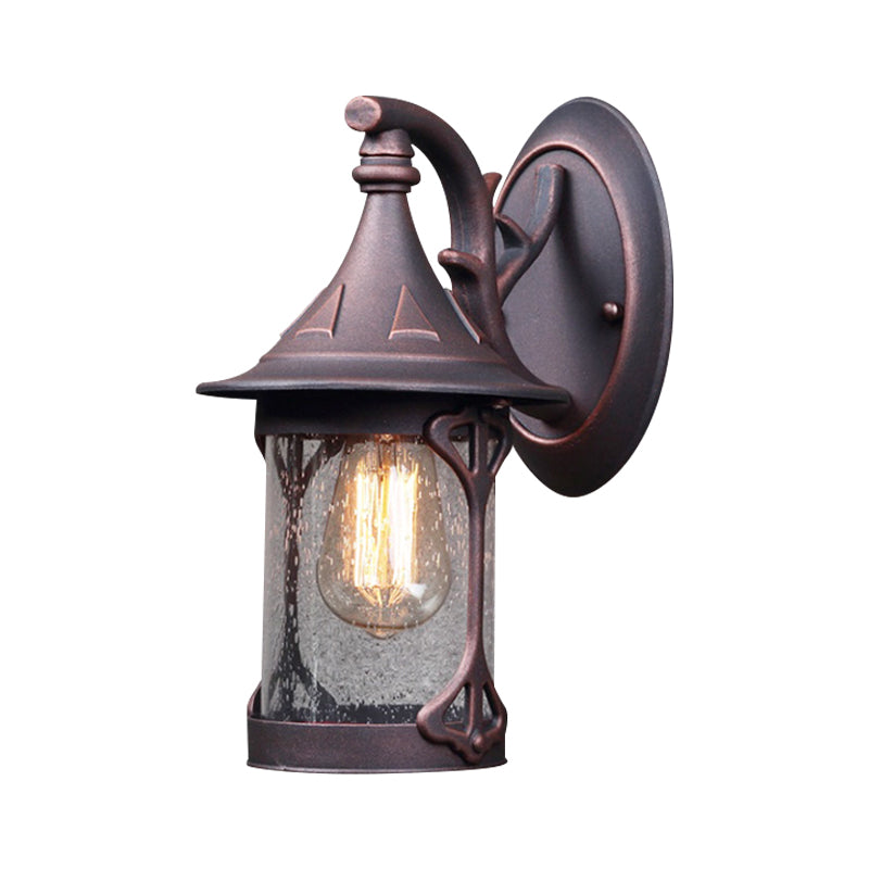 Warehouse Kerosene Lamp Wall Light 1-Bulb Seedy Glass Wall Sconce Lighting in Black/Weathered Copper/Antique Bronze Clearhalo 'Wall Lamps & Sconces' 'Wall Lights' Lighting' 1712958