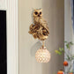 Cottage Global Sconce Light 1-Bulb Beveled Clear Crystal Wall Lighting Idea with Squirrel Decor in Gold/Orange/Gold and Brown Gold Clearhalo 'Wall Lamps & Sconces' 'Wall Lights' Lighting' 1712975