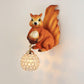 Cottage Global Sconce Light 1-Bulb Beveled Clear Crystal Wall Lighting Idea with Squirrel Decor in Gold/Orange/Gold and Brown Clearhalo 'Wall Lamps & Sconces' 'Wall Lights' Lighting' 1712987