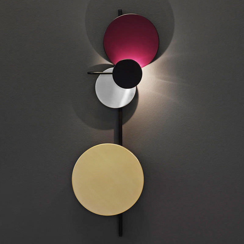 Circular Wall Mount Light Nordic Metallic Blue/Red/Pink LED Wall Lighting Fixture for Living Room Clearhalo 'Cast Iron' 'Glass' 'Industrial' 'Modern wall lights' 'Modern' 'Tiffany' 'Traditional wall lights' 'Wall Lamps & Sconces' 'Wall Lights' Lighting' 1713013