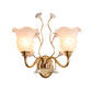Clear Ruffle Glass Tiered Floral Sconce Retro Style 1/2-Head Living Room Wall Lighting Fixture in Clear/Textured White Clearhalo 'Wall Lamps & Sconces' 'Wall Lights' Lighting' 1713047
