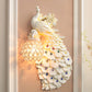 Clear Beveled Crystal Ball Sconce Rustic Single Bulb Hallway Wall Mounted Light with Peacock and Rose Decor in White/Blue/Green, Left/Right White Right Clearhalo 'Wall Lamps & Sconces' 'Wall Lights' Lighting' 1713113